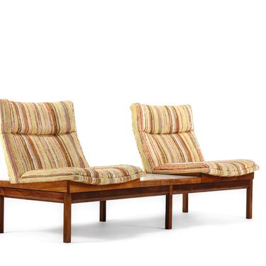 Arthur Umanoff Walnut Bench / Modular Sofa with Table for Madison Furniture, 1950s 