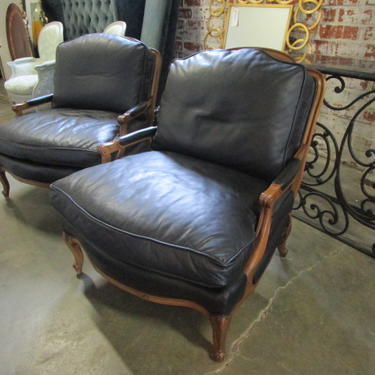 PAIR PRICED SEPARETLY SAM MOORE FRENCH STYLE CHAIRS IN LEATHER