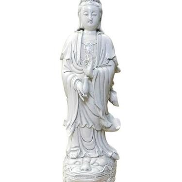 Chinese Oriental Vintage Finish Off White Porcelain Kwan Yin Statue cs2066E 
