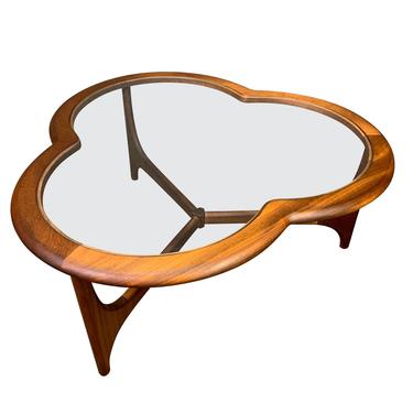 Vintage British Mid Century Modern Teak and Glass &amp;quot;Clover Leaf&amp;quot; Coffe Table by Stonehill 