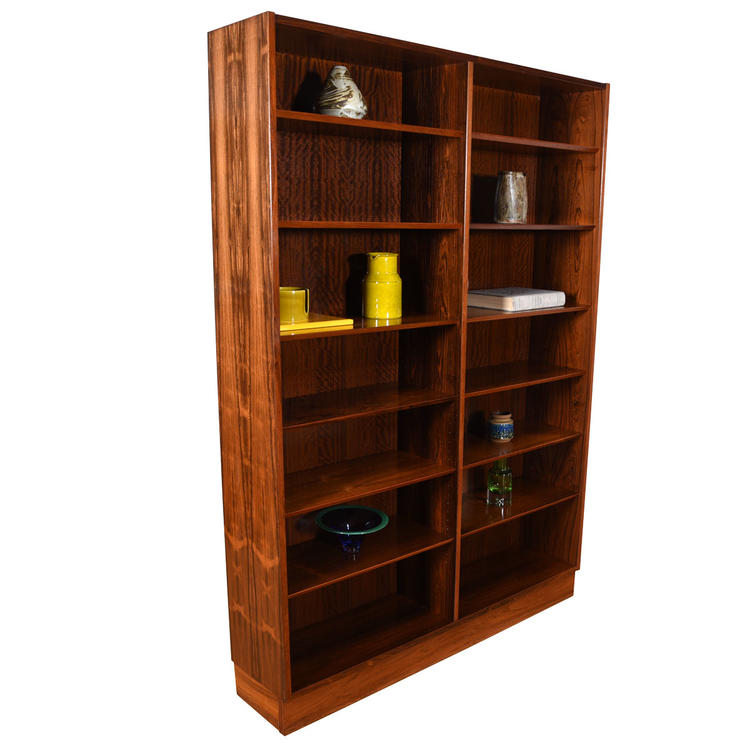 54&#8243; Danish Modern Bookcase in Rosewood with Adjustable Shelves