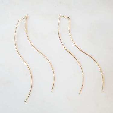 Long Curved Thread Through Earrings