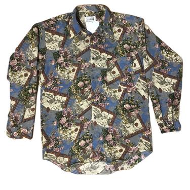 (L) Krono Floral Silky Button Up Shirt 062921 LM