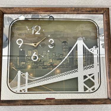 1970s Cityscape Mirrored Wall Clock