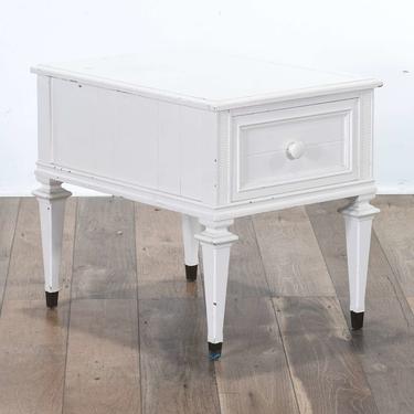 White Cottage Chic End Table W Storage