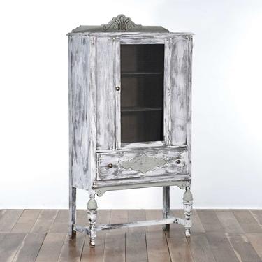 Whitewashed Cottage Chic French Provincial Cabinet 