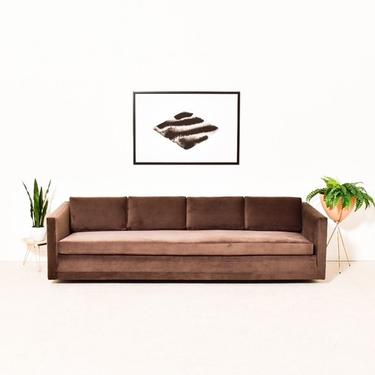 Vintage Chocolate Brown Mid Century Newly Upholstered Sofa