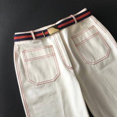 Vintage Jeans / 1970s Jeans / White Jeans / White Pants / Vintage Loungewear/ Loubella Jeans 