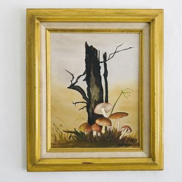 MID CENTURY MODERN 1970's Framed Mushroom Painting  (Los Angeles) 