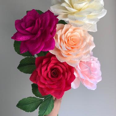 Crepe Paper Rose -- Paper Flowers for Home Decor or Weddings 