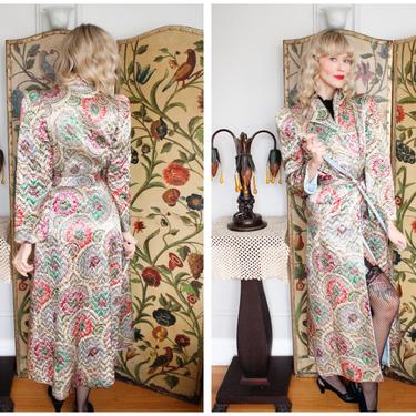 1940s Robe // Saybury Kaleidoscope Quilted Robe // vintage 40s robe 