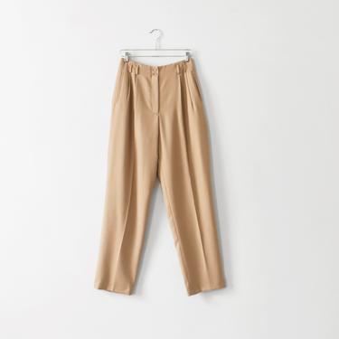 vintage beige wool trousers, 90s high waisted pants, size M - L 