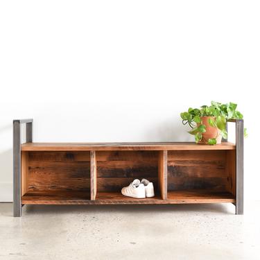 Reclaimed Wood Storage Cubby Bench 