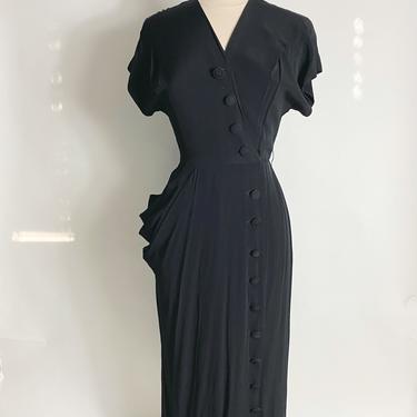 Vintage Black Wiggle Dress 1960s / 1970s 