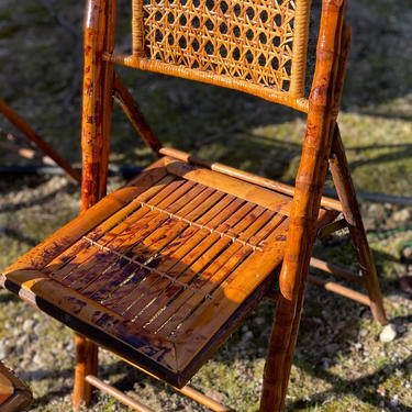 Bamboo Folding Chairs, Pair