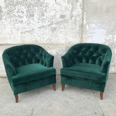  Vintage tufted Emerald Lounge chair - reupholstered 