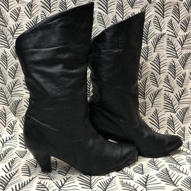 Vintage Black Leather Boots 