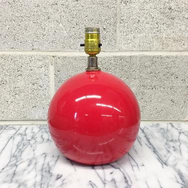 Vintage Lamp Retro 1980s Red + Ceramic Ball + Orb + Table Lamp + Contemporary Style + Round in Shape + Mood Lighting + Lighting + Home Decor 