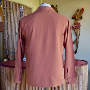 Rust 1940s Rayon Celanese Flannese Sport Shirt 