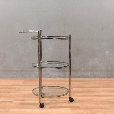 Chrome &amp; Glass Round 3-Tier Bar Cart – ONLINE ONLY