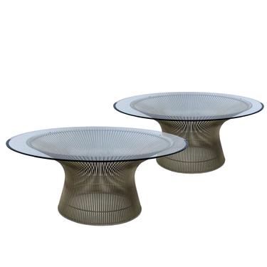 Pair of Warren Platner for Knoll Side Tables Coffee Tables Nickel Wire Base Mid Century Modern 