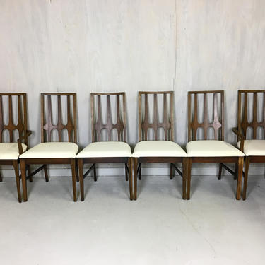 Set of Six Broyhill Brasilia Walnut Dining Chairs 