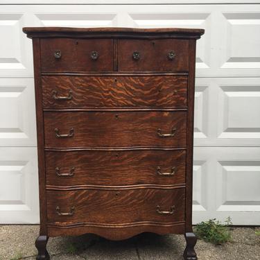 Antique Tiger Oak Dresser Highboy Dresser Chest Of Drawers