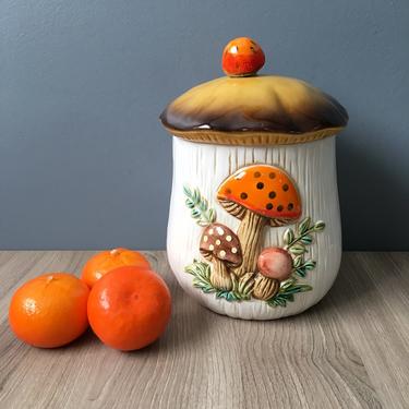 Sears Merry Mushroom canister - 9&quot; tall - 1970s vintage 