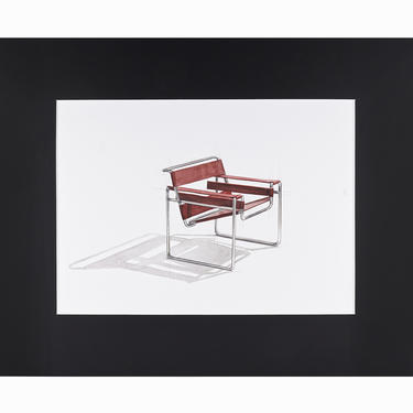 Watercolor Painting Wassily Chair Knoll Marcel Breuer Interior Design Mid Century Modern 