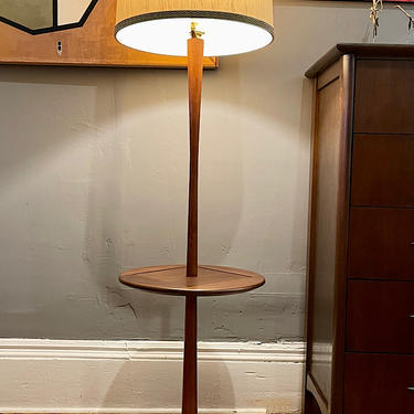 Vintage Walnut Floor Lamp w\/attached Table by Laurel Lighting
