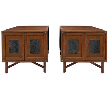 Edward Wormley Unique End Tables With Antique Japanese Printing Blocks 1957 (signed)