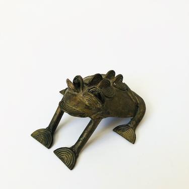 Vintage Brass Folk Art Frog 