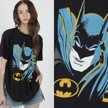 Vintage 80s Batman T Shirt / DC Comics Cartoon Movie T Shirt / Big Logo Dark Knight Tee / Screen Stars Single Stitch Large 