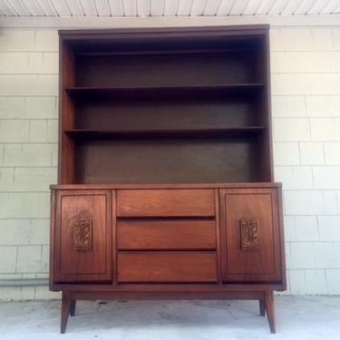 Midcentury Bassett Mayan Bookcase/Hutch/Cabinet