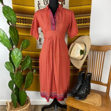 Vintage 1970s Prairie Style Dress Robbie Bee XS-S 