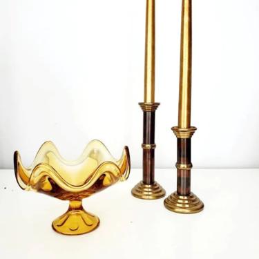 Vintage Brass &amp; Bronze Candlestick Holder Set 