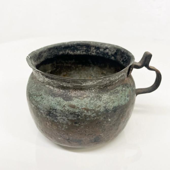 Handmade Patinated COPPER Cup Antique Mug + Sculptural Handle 