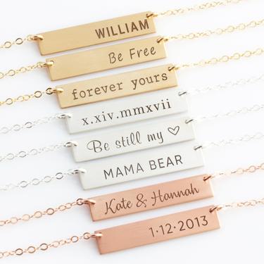 Personalized Bar Necklace/ Personalized Nameplate Necklace/ Gold Bar Necklace for Her/ Gift for Her/ Gold,Silver,Rose Gold Bar/ Mom Gift 