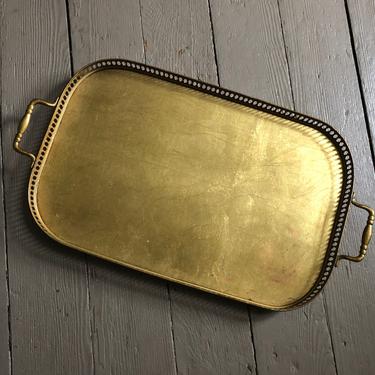 vintage mid century cocktail tray, Labrazel gilded serving tray, gold cocktail tray, vintage metallic gold bar tray, made in Italy 