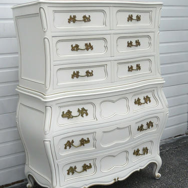 French Painted White Tall Bombay Serpentine Chest of Drawers 1595