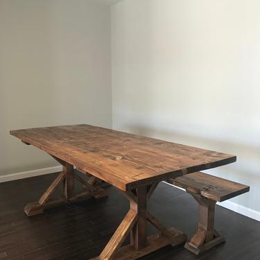 Classic Wood Trestle Table (w/ Optional Bench) 