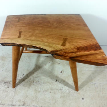 Small Cherry Live Edge End Accent Table Stool Mid Century Studio and Shaker Style In Stock 