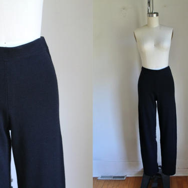 Vintage 1990s Black Knit High Waisted Pants / S 
