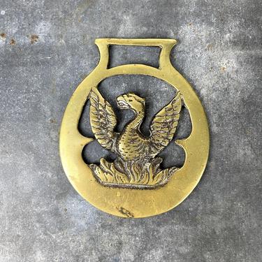 Phoenix rising harness brass - vintage horse decor 