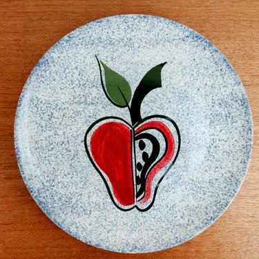 Vintage Southern Potteries Blue Ridge Mod Apple 4273 | Dinner Plate(s) 12D | Hand Painted Blue Spongeware | Tennessee | 1950s 