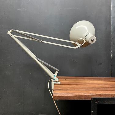 Vintage LUXO Articulating Clamp Desk Lamp Jac Jacobsen Gray MCM 1980s Mid-Century Office Factory Work Architects Drafting 
