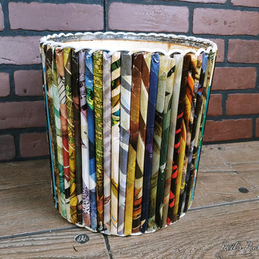 1960's Rolled Paper Waste Basket Trash Can 
