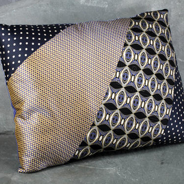 One of a Kind Up-Cycled Necktie Pillow - 14&quot;x10&quot; Pillow Made from Up-Cycled Silk Ties - Includes Pillow Filling  FREE SHIPPING 