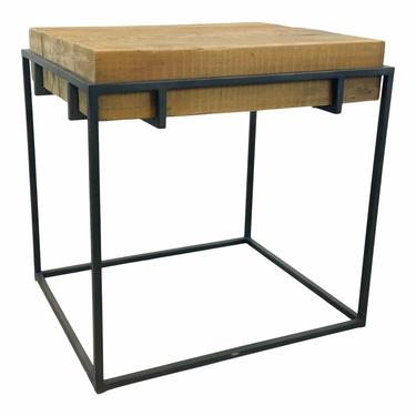 Organic Modern Reclaimed Pine and Iron End Table