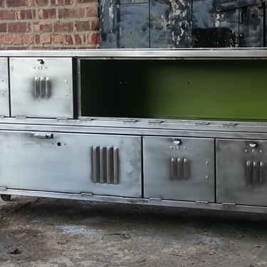 Vintage Repurposed Steel Locker Console Cabinet
